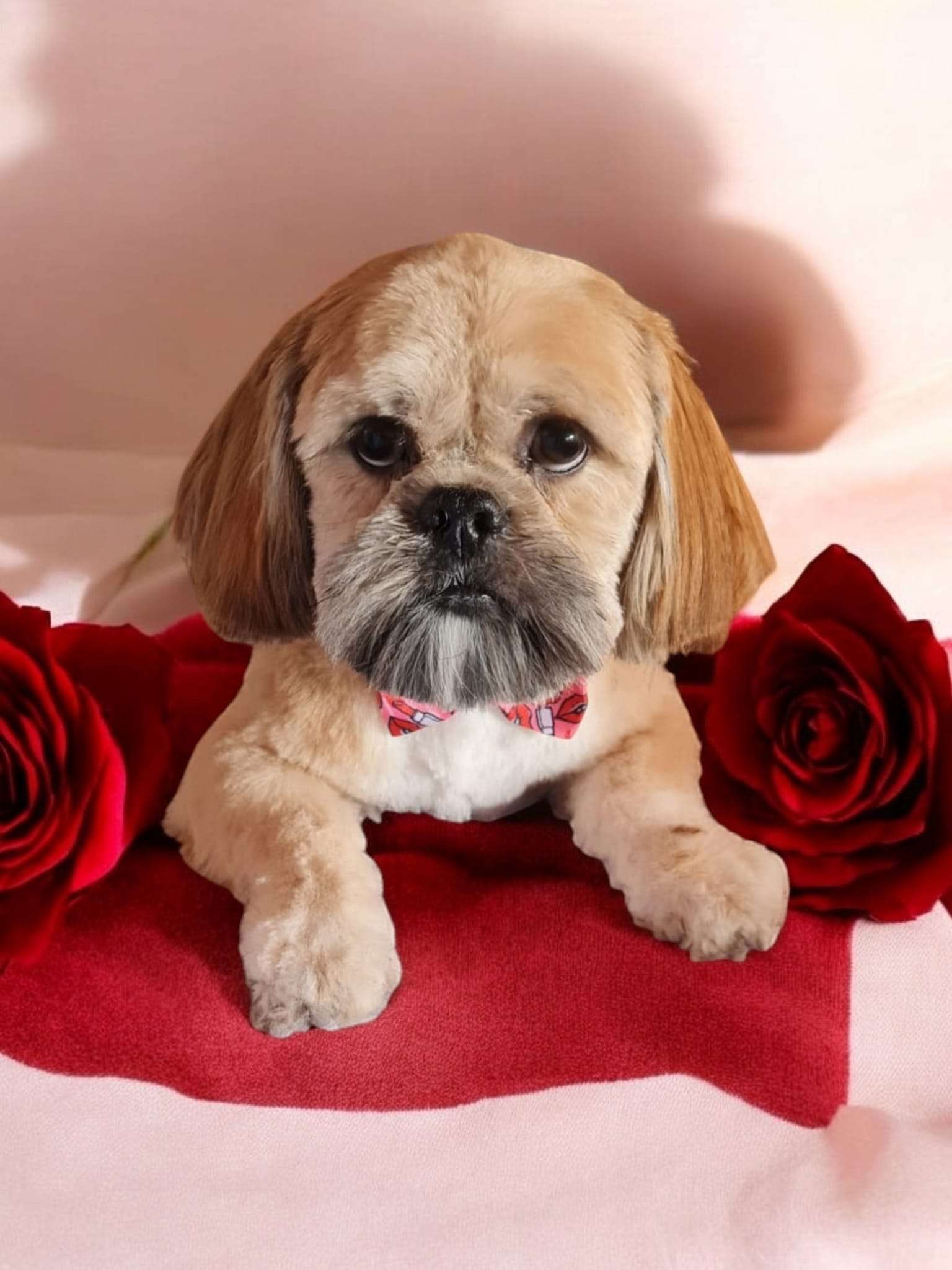 Happy big dog being groomed